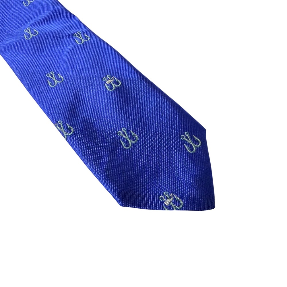 Vineyard Vines Necktie Mens One Size Blue Fish Hook Nautical Silk Preppy